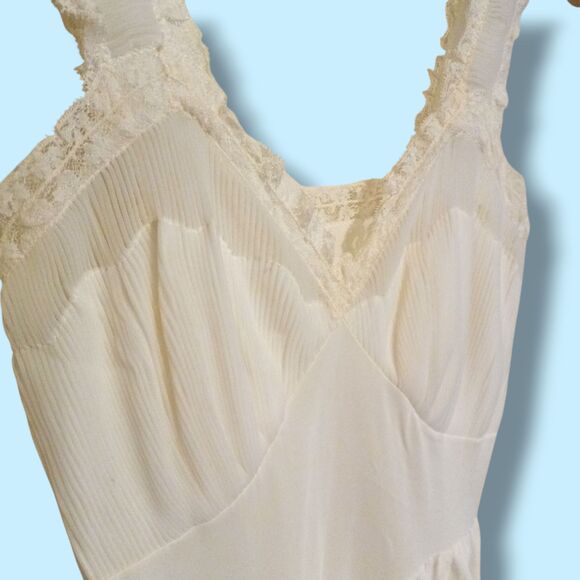Vtg Shadowline White Chemise Nightgown-Size 32/Small-Seashell Bodice-Bridal - Picture 5 of 11